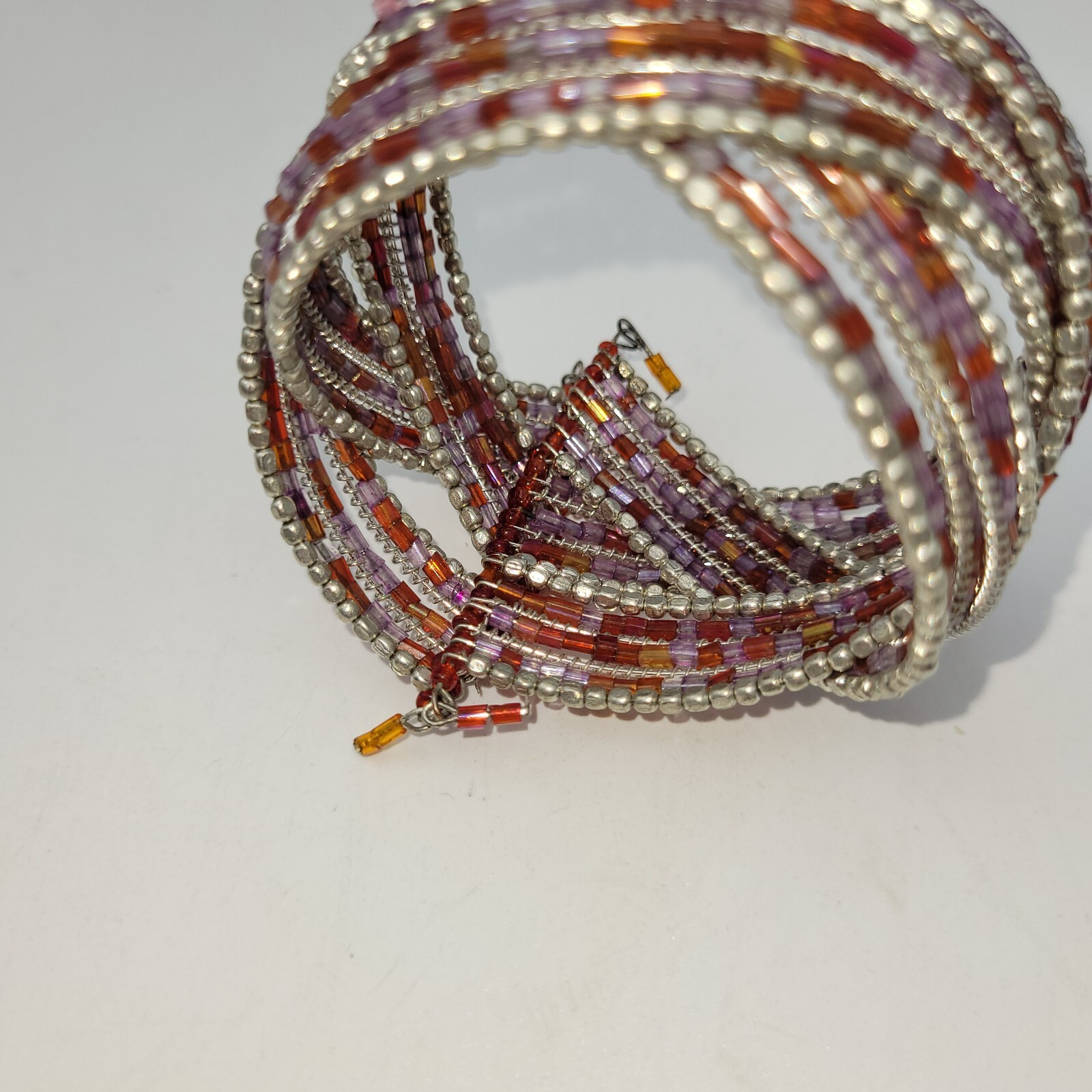 Bracelet Seed Bead Flex Cuff Memory Wire Braided … - image 5