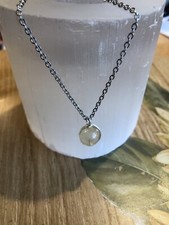 citrine gemstone bead choker necklace, handmade crystal pendant