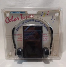 VTG 1980's Soundesign Color Tunes Personal AM-FM Stereo Radio w/headphones