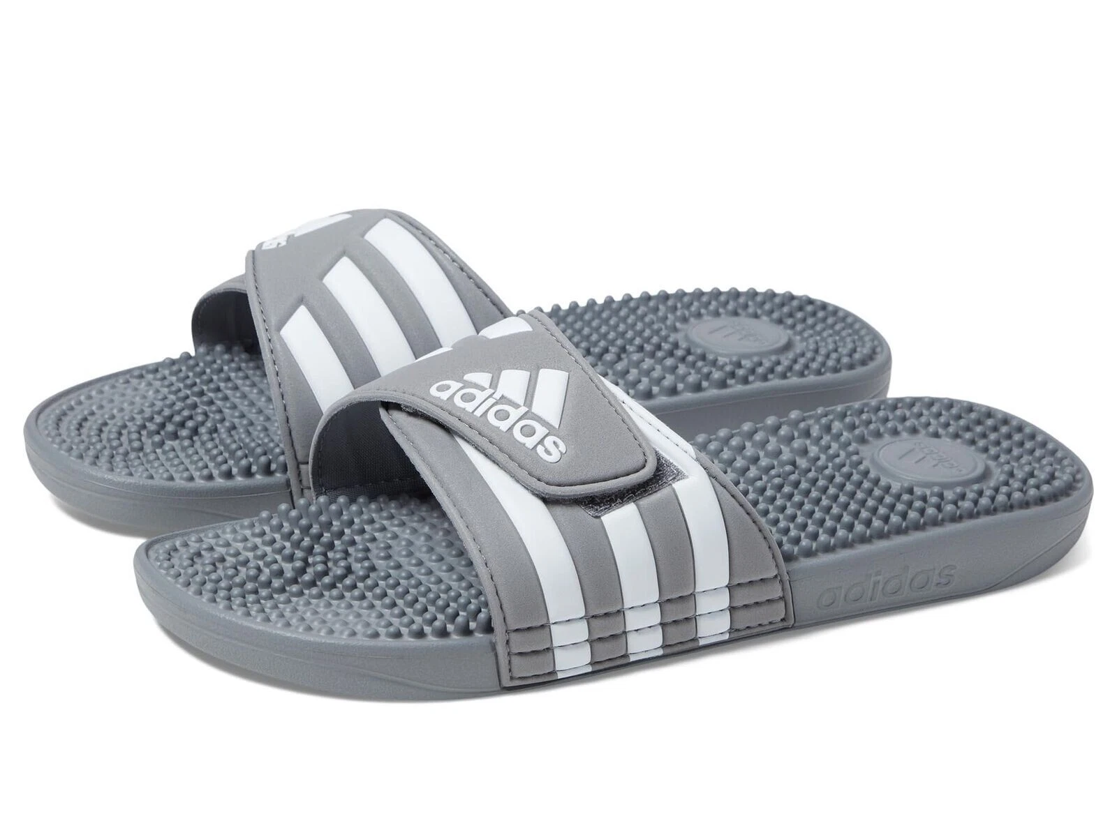 Nuovo sandalo Adidas Adissage unisex grigio bianco grigio taglia 17 USA HQ4373