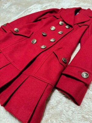 Burberry Blue Label Women's Belt Trench Coat Wool Red Size 36