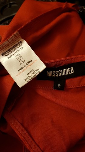 Ladies Missguided Tan Orange Cut Out Choker Tunic Top Tshirt Casual Party Size 8 - Picture 7 of 7