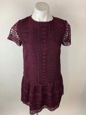 Ann Taylor Loft Plum Purple Crochet Shift Drop Waist Dress 0 Nice!