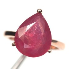 Heated 11 x 13 mm. Red Ruby Jewelry Ring 925 Silver Rose Gold Size 6