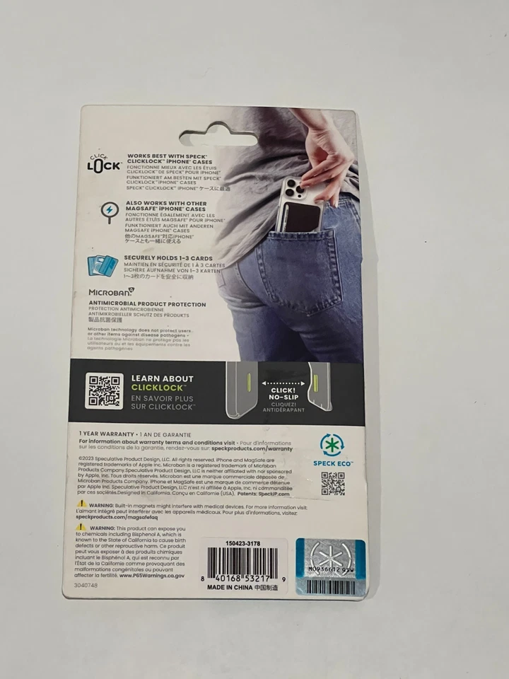 Cartera Speck ClickLock para Magsafe iPhone 16/15/14/13/12 - Negra Foto 2 de 2