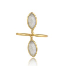 18K Gold Plated Labradorite Gemstone Girls Designer 925 Silver Rings Jewelry