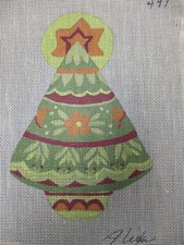 Alexa Christmas Tree Handpainted Needlepoint Canvas 18 Mesh