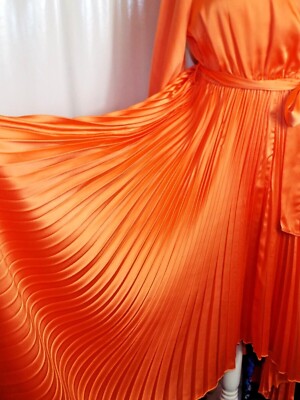 NEU IM STIL JAC JOSSA  ORANGE PLISSEE WRAP MIDI KLEID  GRÖSSE 12 14 16 18 22