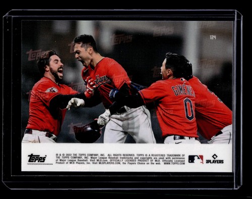2022 Topps Now Card # 124 - Steven Kwan RC - 1st Career Walk Off Hit - Picture 2 of 2