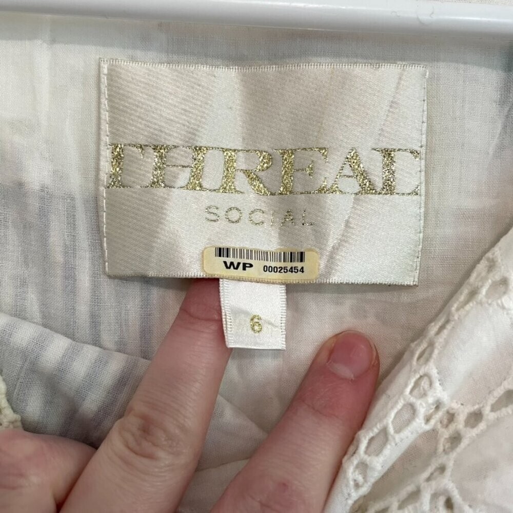 THREAD SOCIAL White Patchwork Striped Floral Seer… - image 4