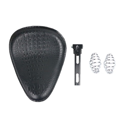 Motorcycle Black Driver Solo Seat with Spring Bracket For Harley Bobber Chopper - Picture 3 of 11