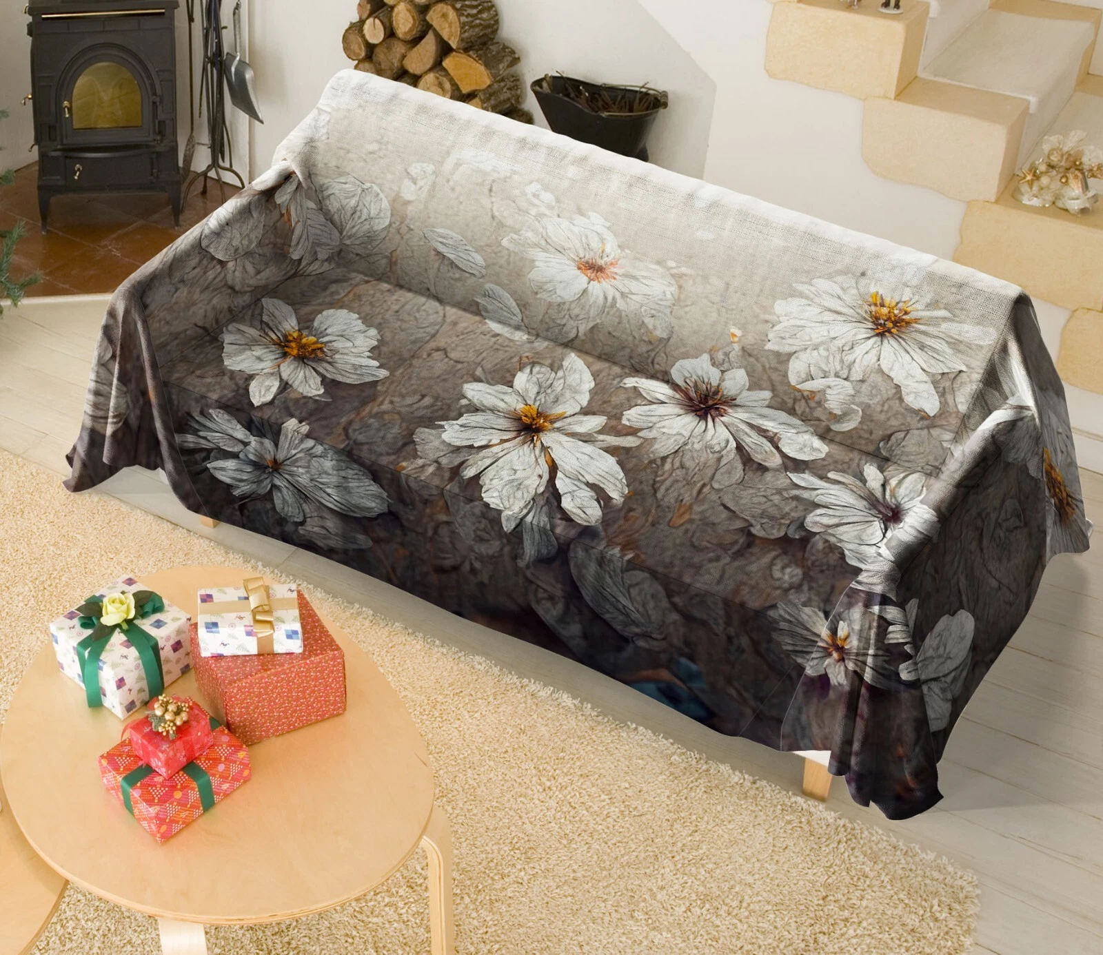 3D Vintage Petals N2728 Sofa Cover High Stretch Lounge Slipcover Protector Couch