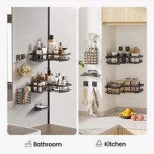 Corner Adhesive Shower Caddy with Soap Holder 5 Pack, Rustproof Stainless Black