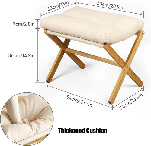 UnderDesk Footstool Chair Stool Rectangle Padded Rest Seat Pouffe Bamboo Legs UK - Picture 12 of 14
