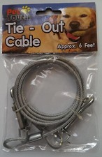 Pet Dog 6ft Garden Tie Out Lead Wire Cable Spiral Ground Stake Spike SILVER