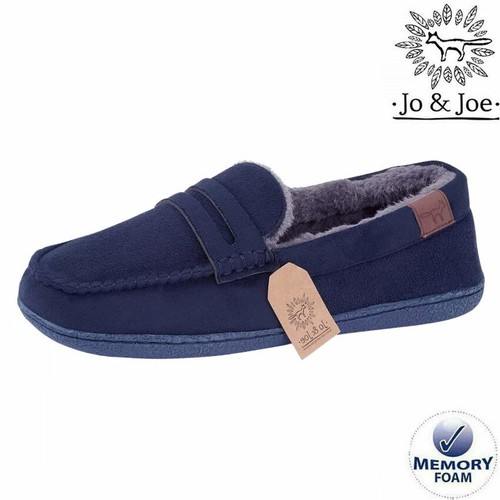 MENS MOCCASINS SLIPPERS LOAFERS FAUX SUEDE SHEEPSKIN FUR MEMORY FOAM WARM SHOES - Picture 10 of 14
