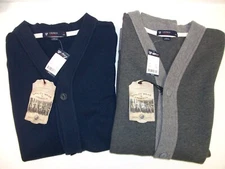 Daniel Cremieux Utility Wear French Terry Knit Cardigan Sweater Blue Gray 79 NWT