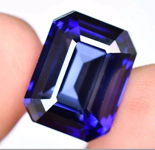 AAA Natural Flawless Ceylon Blue Sapphire 13.10 Ct Emerald Cut Loose Gemstone - Picture 2 of 6