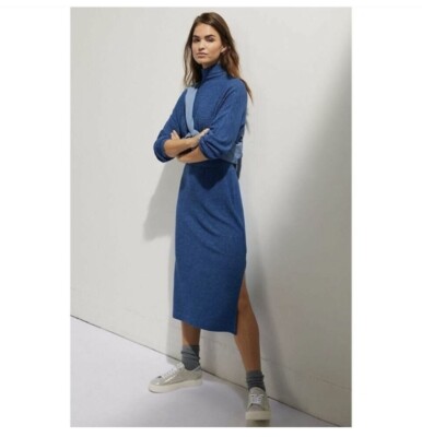 Anthropologie Mariah Ribbed Knit Blue Maxi Sweater Dress Size XL | eBay