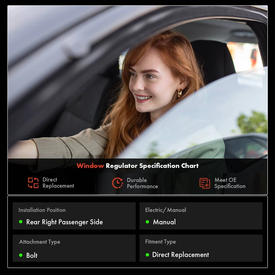 Regulador de ventana manual trasero derecho para Nissan Frontier 2005-2019 Suzuki Equator Foto 2 de 4