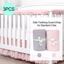 3Pcs HOT Crib Rail Covers Protector Safe Teething Guard Wrap for Standard Crib