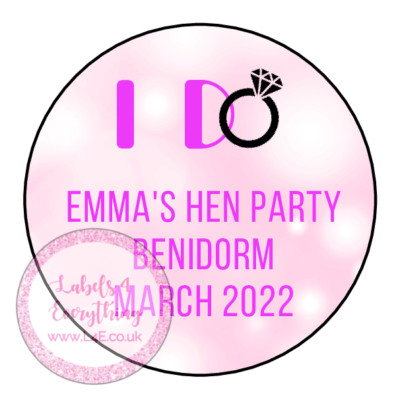 Personalised Hen Do Team Bride I Do Pink Ring Party Stickers Wedding Party Label