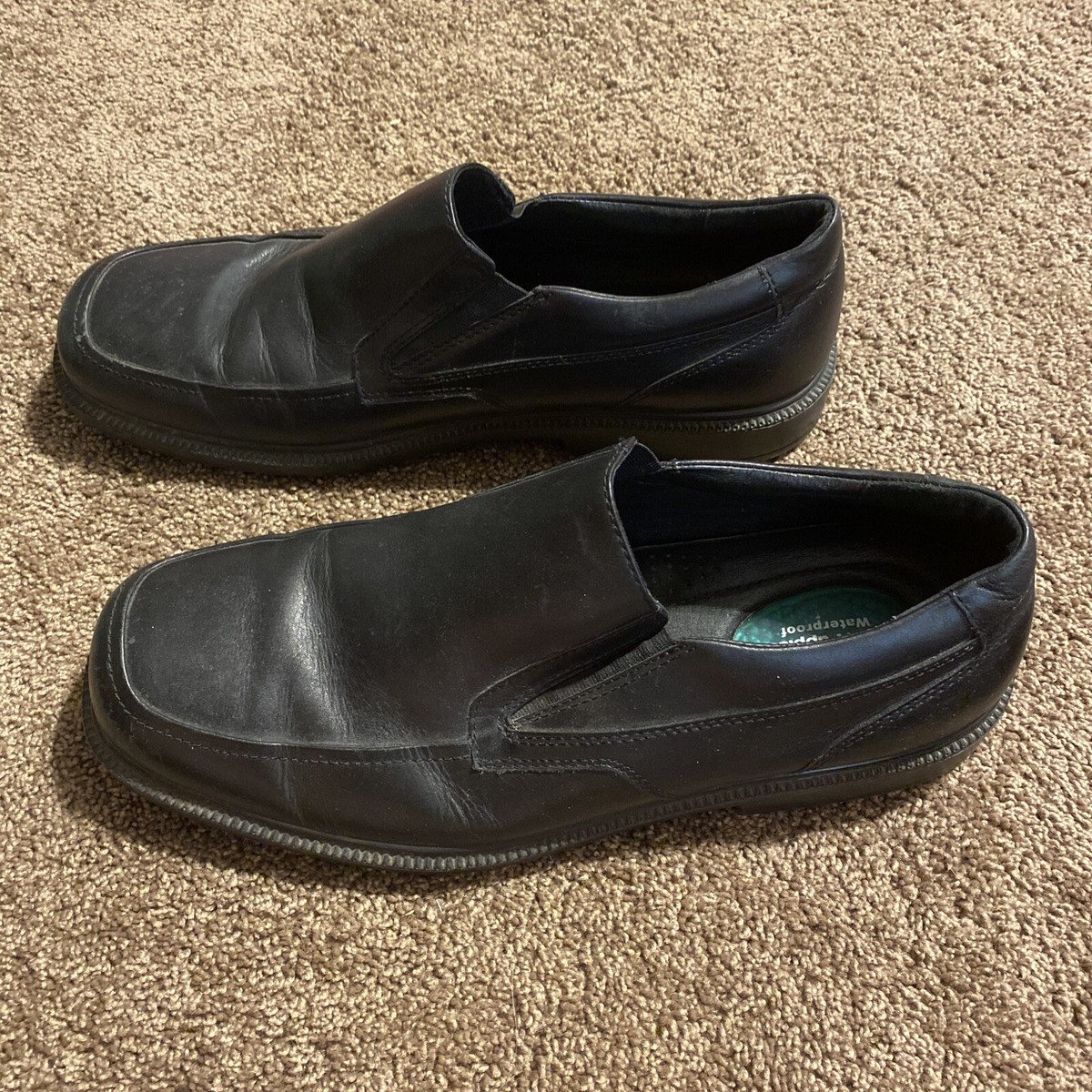 Hush Puppies Black Leather Mens Comfort Loafers Shoes 14 X