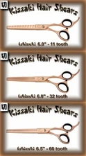 Kissaki Ishizuki 11t & 32t & 60t Rose Gold Thinning Shears 3 Scissors Combo