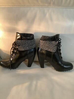 Rogue Sweater Cuff Down Lace up Heeled Boots Shoes 8  Size 40 US  9 10 4  Heels
