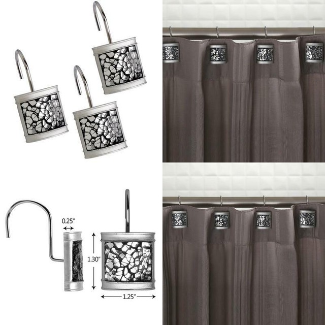 Brushed Nickel Shower Curtain Hooks | eBay