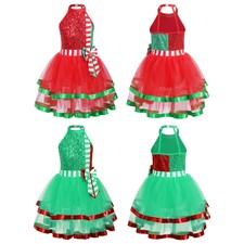 Child Girls Dress Princess Dancewear Cosplay Costume Christmas Dresses Shiny