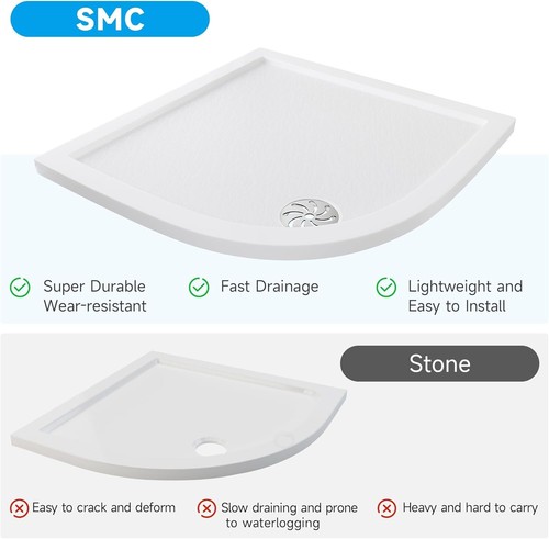 Quadrant Shower Tray 900x900x40mm SMC Aerospace Material Stone-textured Surface - 第 8/8 張圖片