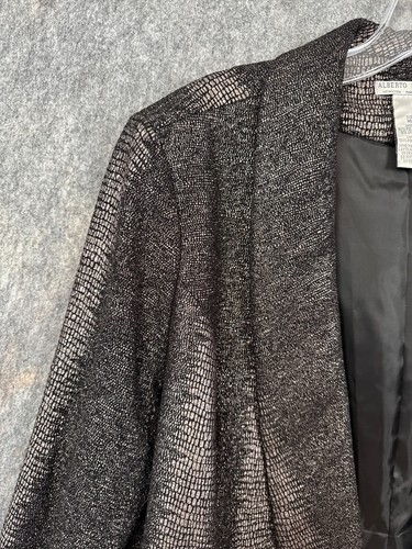 Alberto Makali Jacket Women XL Black Silver Shimmer Cover Up Layer Office Drape - Picture 2 of 15