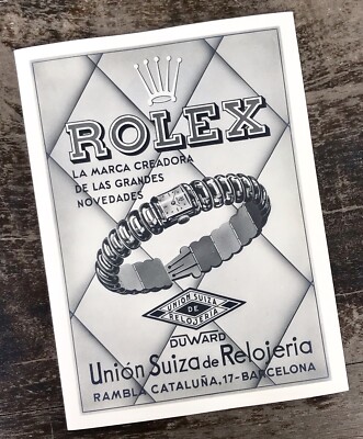 ROLEX Vintage 1950's Leaflet DUWARD UNION SUIZA DE RELOJERIA SPAIN Ladies Watch/