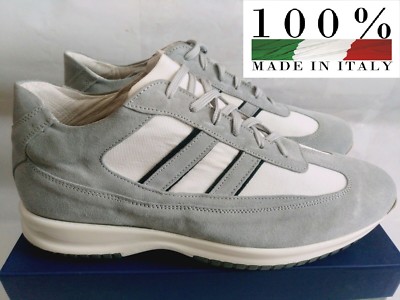 LGH Sneakers Stile SANTONI Plantare Uomo Grigio Camoscio MADE IN ITALY N°45 Nuov