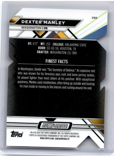 2023 Topps Composite Finest Football Dexter Manley #250 X-Fractor Die-Cut /25 - Picture 2 of 2