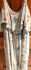 Torrid Tea Length Chiffon Cold Shoulder A-Line Dress Tan Floral Size 4