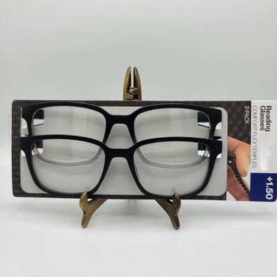  Foster Grant Readers w/Comfort-Flex Temples, +1.50 Mag.   2PK   BRAND NEW  