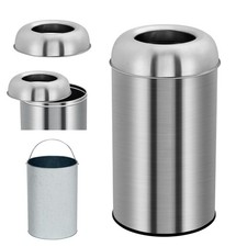 50L/13 Gallon Commercial Trash Can, Large Capacity Open Top Trash Can, Stainl...