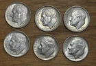 Lot of 6 1962 D Roosevelt Silver Dimes XF