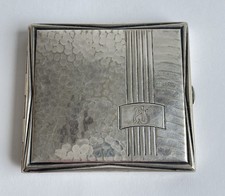 Art Déco Papierośnica Kraft Alpacca Robert Kraft Pforzheim Hammer cios 1930s