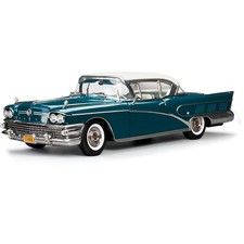 1958 Buick Limited Riviera Coupe -glacier White Dark Turquoise Poly 118 Scale