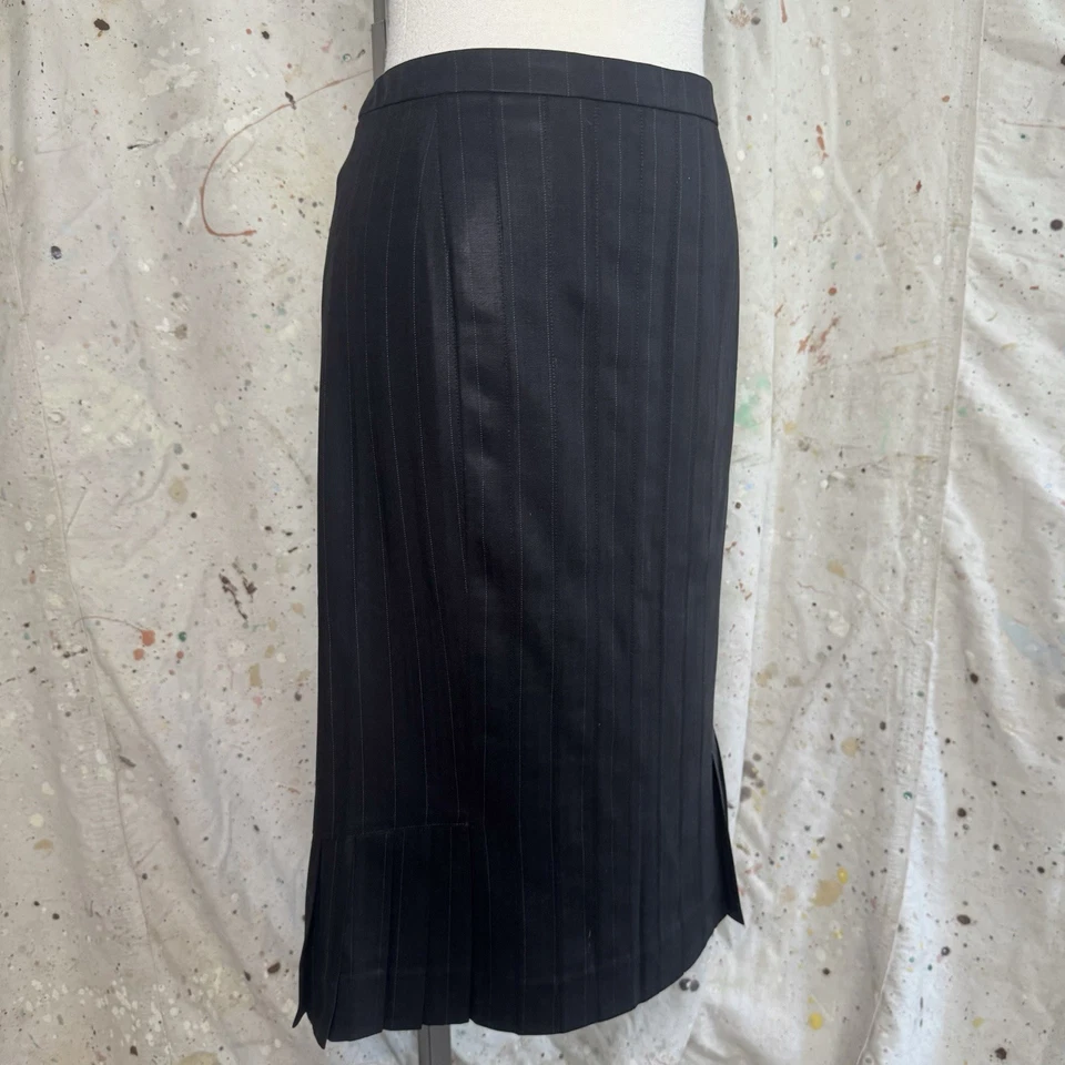 2005 CHRISTIAN DIOR GALLIANO ERA PLISADA A RAYAS FALDA LÁPIZ EE. UU. 6