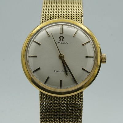 OMEGA GENEVE HANDAUFZUG HERREN UHR 35MM 14K 585 GOLD GELBGOLD OM388  66 GR.