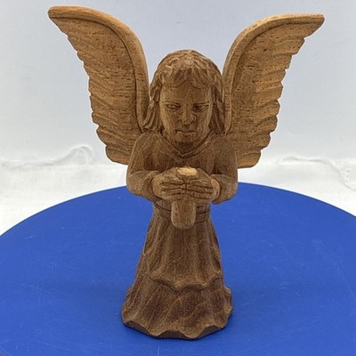 Hand Carved Bolivian Angel Wood Figurine Santa Cruz Bolivia Signed Dated 2012