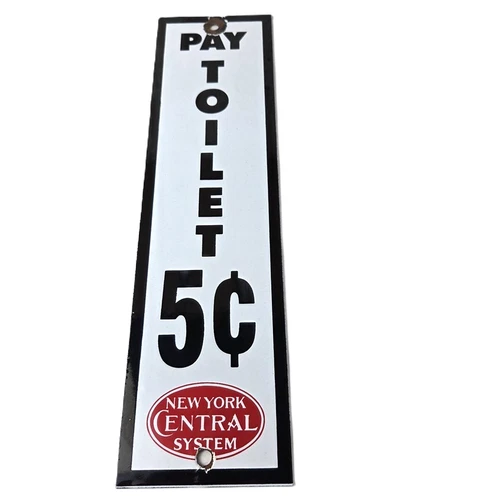 Vintage New York Central System Sign - Train Rail Porcelain Station Toilet Sign