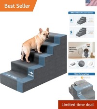 Dog Steps for High Bed, Extra Wide 23" H Dog Stairs for Small Dogs, 5-Tier Pe...