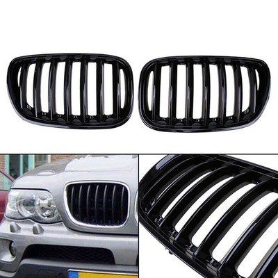 Kühlergrill Nierengrill für BMW X5 E53 2004-2006 Glanz Schwarz Einzelsteg