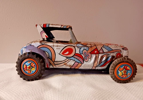 Vintage Marx Tin Friction Roadster, Retro Psychedelic