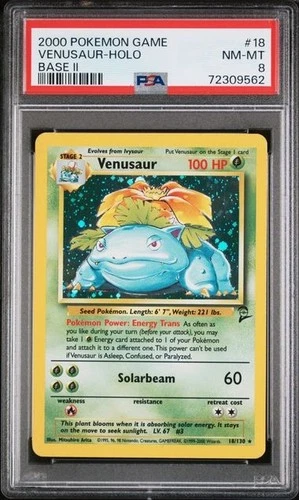 2000 Pokemon Base Set 2 Venusaur Holo PSA 8